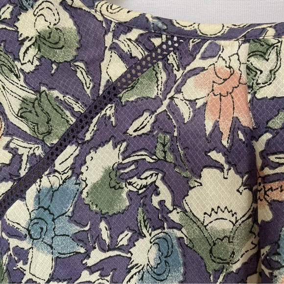 Lucky Brand Blouse Long Sleeve Floral Purple Lavender 3x Career Top - Picture 6 of 10